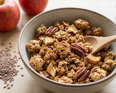 Granola cu mere, nuci pecan și scorțișoară