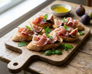 Crostini cu prosciutto crudo și smochine