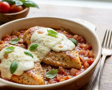 Pui cu parmezan și mozzarella la cuptor
