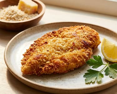 Șnițel de pui în crustă de parmezan