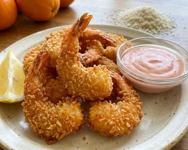 Creveți în pesmet panko cu sos cocktail de casă