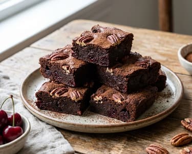 Brownies vegane cu nuci pecan și vișine