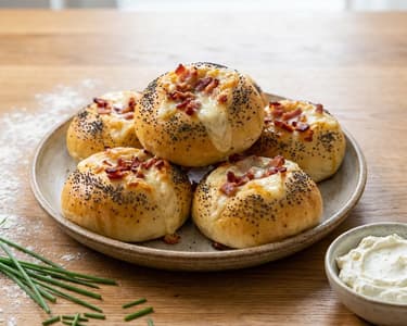 Chifle sărate cu bacon și mozzarella