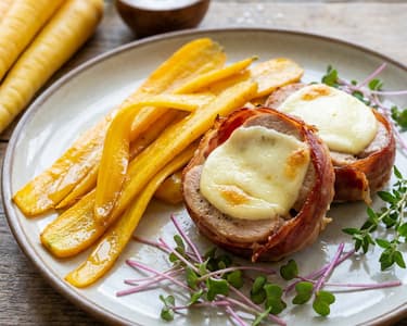 Piept de curcan cu prosciutto și morcovi caramelizați