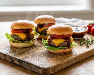 Mini cheeseburger suculent cu sos BBQ