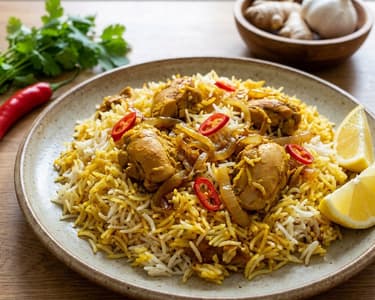 Chicken biryani with basmati rice
