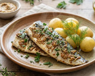 Mackerel with herbs and wholegrain mustard