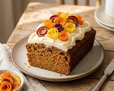 Carrot loaf cake with candied carrots