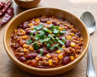 Chili con carne with beef and red beans