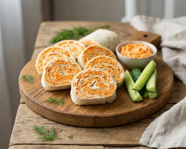 Rulouri de tortilla cu pastă de morcovi
