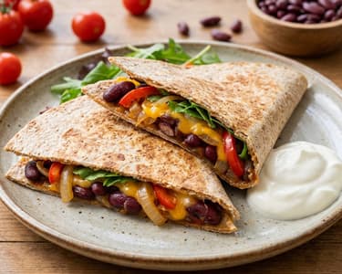 Bean and melted cheddar wrap