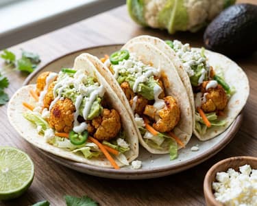 Tacos cu conopidă coaptă și avocado