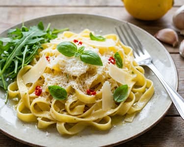 Tagliatelle cu lămâie și busuioc