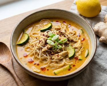 Curry de pui thailandez cu tăiței de orez