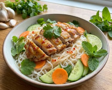 Salată vietnameză de pui cu tăiței de orez