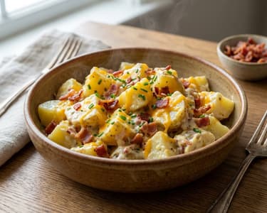Salată de cartofi cu bacon și cheddar