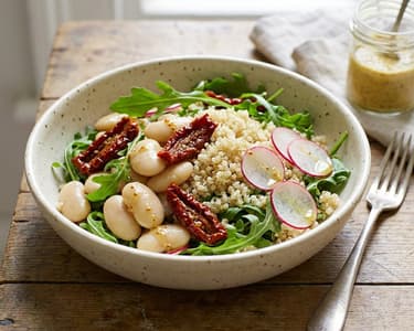 Butter bean salad with sun-dried tomatoes and quinoa