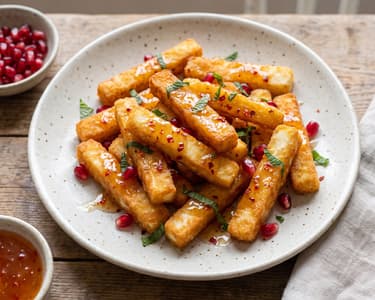 Bastonașe de halloumi prăjite