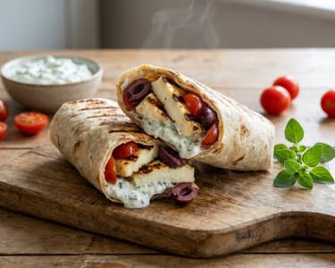 Wrap cu halloumi la grătar și tzatziki | Gustare rapidă