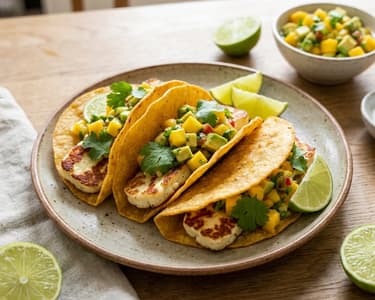 Grilled halloumi tacos with mango salsa | Quick dinner
