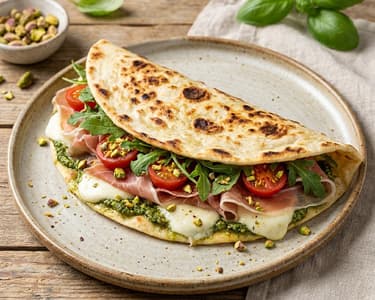 Piadina cu prosciutto și pesto de fistic | Gustare rapidă