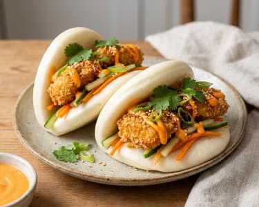 Bao buns cu pui crocant | Street food asiatic