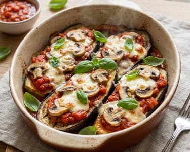 Pizzette de vinete cu ciuperci și mozzarella | Cină ușoară