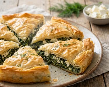 Spanakopita croantă cu spanac și feta | Gustare grecească