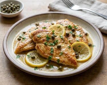 Pui Piccata cu sos de lămâie și capere | Cină rapidă