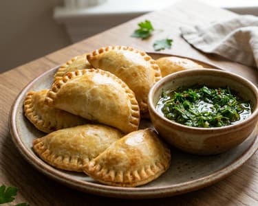 Empanadas cu pui și sos chimichurri | Street food