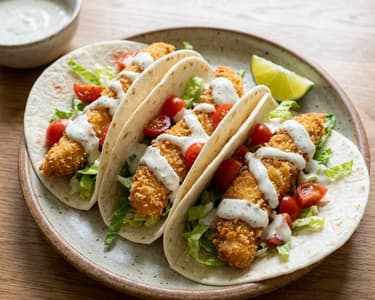 Tacos cu pui crocant și sos ranch | Cină rapidă