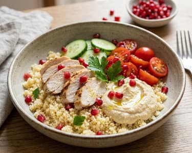 Mediterranean turkey and hummus bowl | Quick lunch