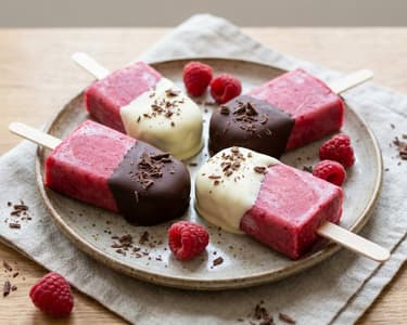 Popsicles cu zmeură în ciocolată dublă