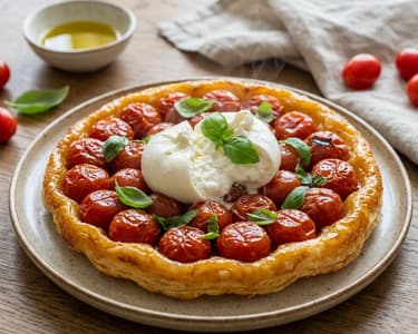 Tartă Tatin cu roșii cherry și burrata | Cină de vară