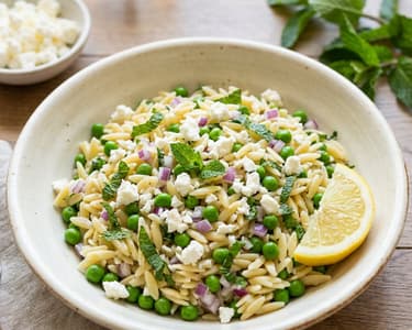 Refreshing Orzo Salad with Feta and Green Peas | Summer Lunch
