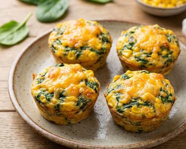 Brioșe cu ouă, spanac, porumb și cheddar | Gustare la cuptor