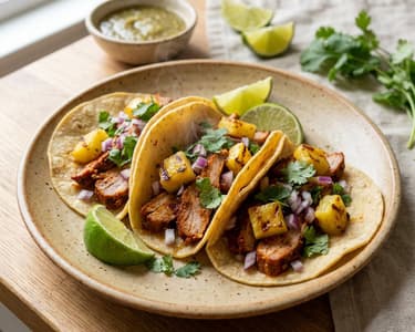 Tacos al Pastor cu ceafă de porc și ananas | Street food de vară