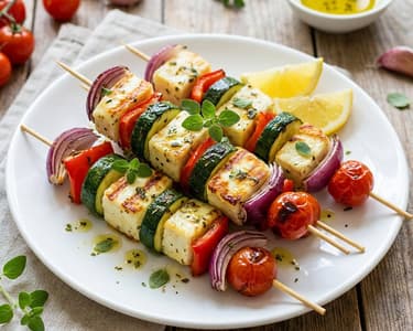 Frigărui de halloumi cu legume | Cină de vară la grătar