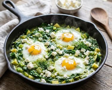 Shakshuka verde cu spanac și feta | Mic dejun de vară