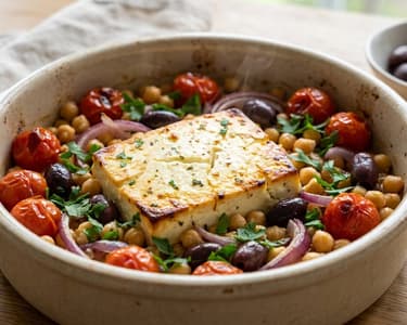 Feta la cuptor cu năut și roșii cherry | Cină rapidă
