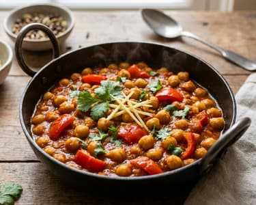 Kadai Chana | Curry indian aromat de năut cu ardei
