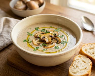 Velouté de ciuperci cu vin alb | Supă franțuzească fină