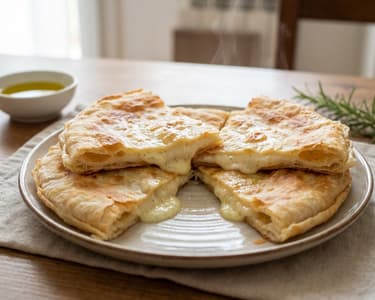 Focaccia di Recco cu brânză | Flatbread italian crocant