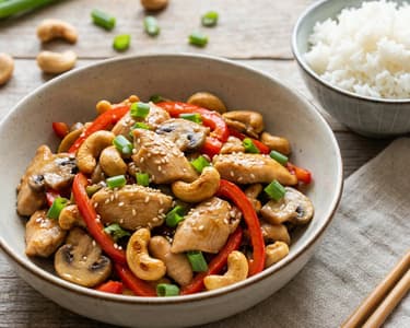 Pui cu caju și legume crocante la wok | Cină rapidă