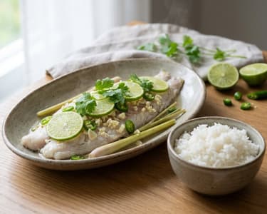 Pește alb la abur în stil thailandez | Aromă proaspătă