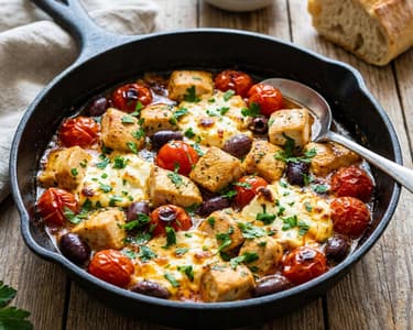 Chicken Saganaki with feta and olives | Quick Greek dinner