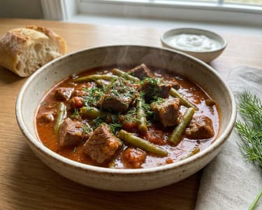 Mâncare de fasole verde cu carne de vită | Clasic românesc
