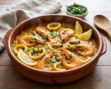 Arroz negro cu calamari | Orez spaniol cu fructe de mare