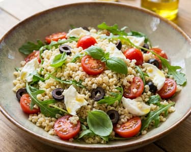 Salată italiană de bulgur cu mozzarella | Prânz de vară