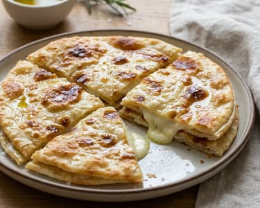 Focaccia di Recco crocantă cu brânză cremoasă